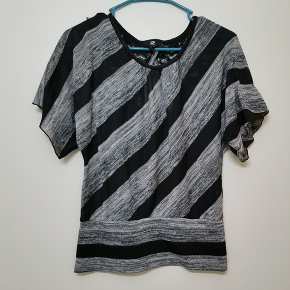 Iz Byer Tops - IZ Byer Striped Lace Shirt